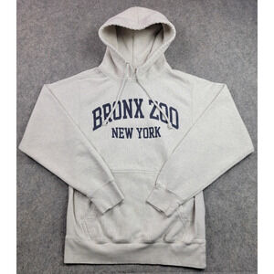Bronx Zoo Hoodie Mens XS Gray New York Pullover MV Sport Pro-Weave Sweatshirt